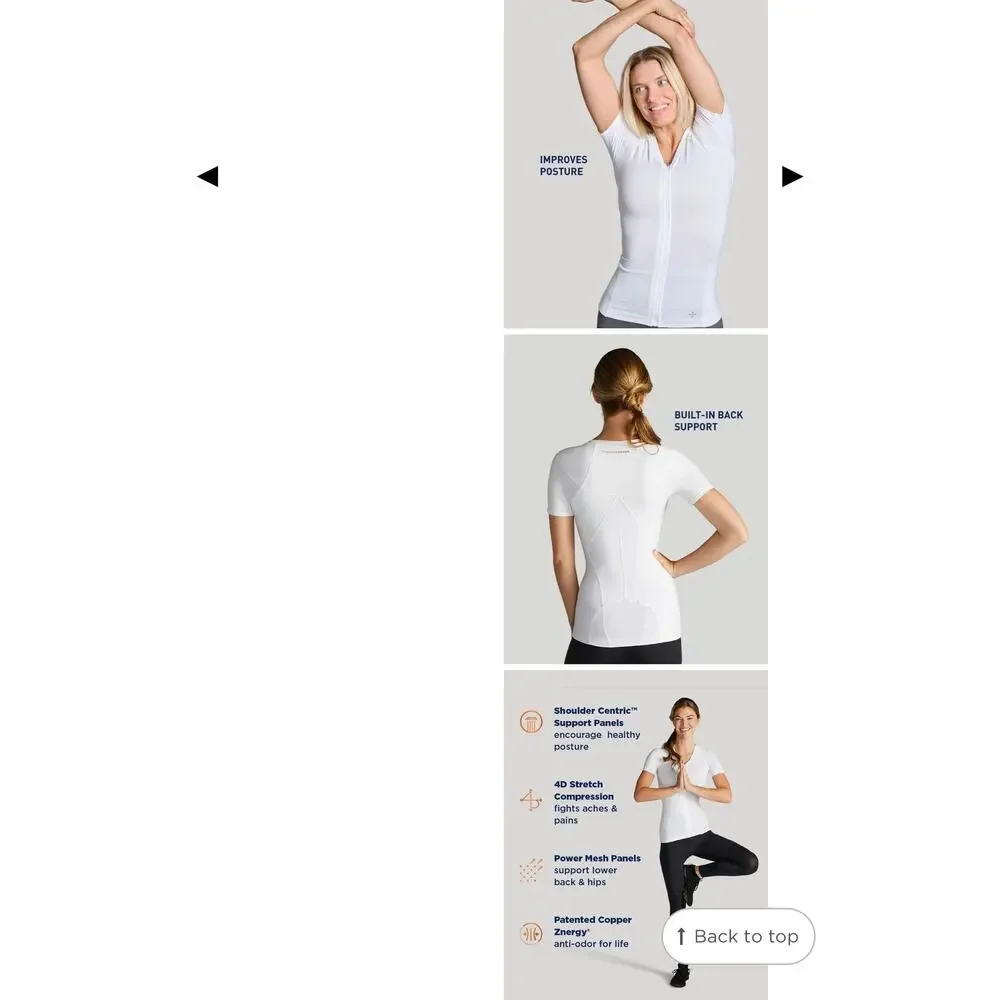 Tommie Copper Full Back Support Compression Shirt Women's S Zip Posture Top